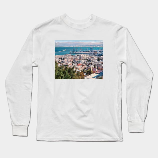 Israel, Haifa. Cityscape Long Sleeve T-Shirt by UltraQuirky